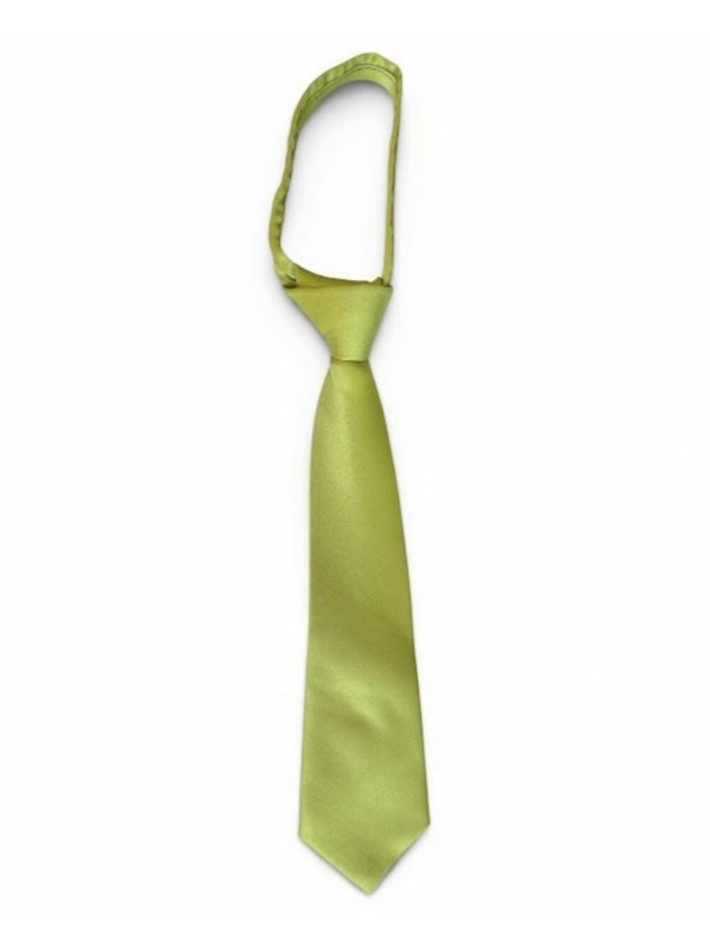 Jacob Alexander Boy's 11" Pretied Solid Color Zipper Tie - Apple Green